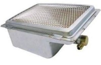 Doğalgazlı döner makinesi radyan taşı görseli. Döner ocağı seramik ısıtıcı peteği. Paslanmaz metal çerçeveli, gazlı döner makineleri için yedek radyan taşı. Endüstriyel döner kebap pişirme ekipmanı parçası teknik resmi.